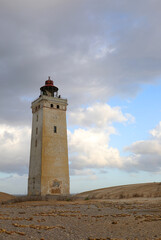 lighthouse that was moved inland due to coastal erosion on the Jutland peninsula in northern Denmark