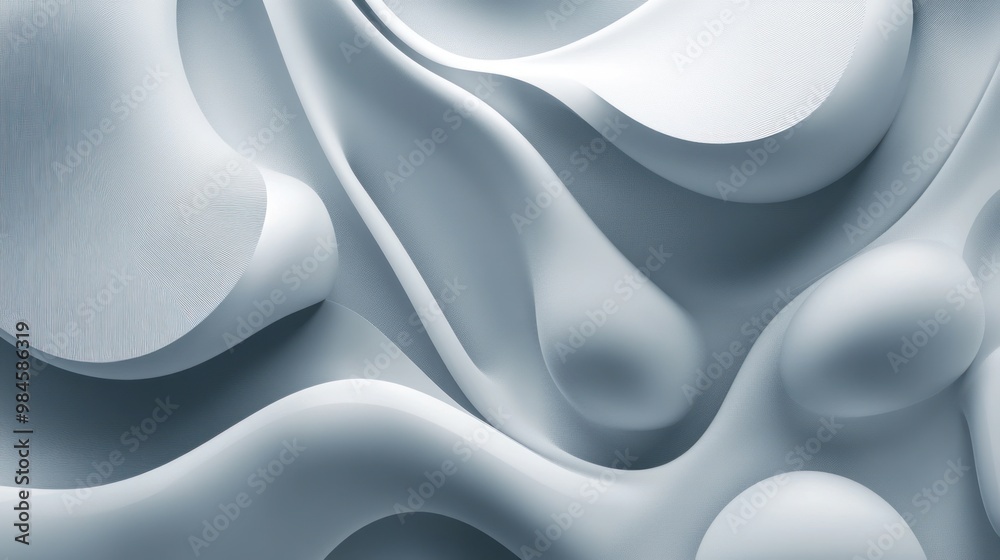 Poster Abstract 3D Rendered White and Gray Swirls