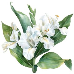 Obraz premium Watercolor White Canna Lily Isolated on White Background. Beautiful Canna Lily Flower