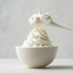 bowl of freshly whipped Chantilly cream