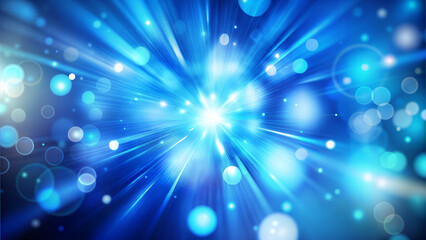 Fototapeta premium Abstract blue bokeh with glowing light burst, perfect for backgrounds
