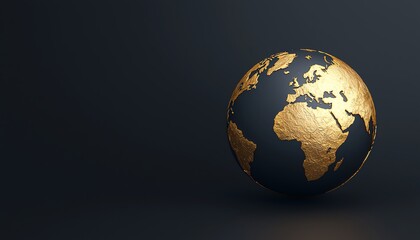 Fototapeta premium A beautifully designed globe featuring a sleek black and gold color scheme, representing modernity and global connections.