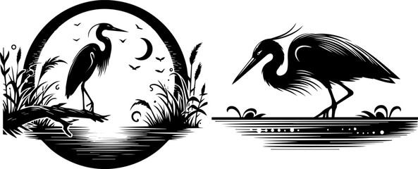 stork silhouette vector style with white background