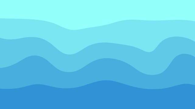 Water waves. Simple blue waves animation background Simple and beautiful water wave effect 2d motion design. 4k resolution cartoon waves video.