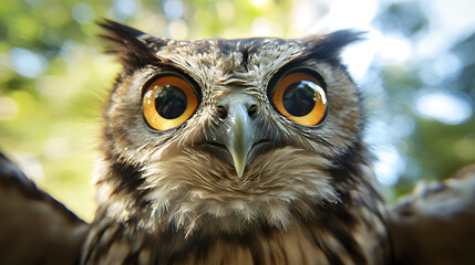 Obraz premium Curious Owl Fisheye