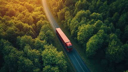 Green logistics and carbon reduction, with electric trucks and renewable energy powering a sustainable supply chain