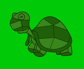 Turtle. Turtle Vector. Turtle geometric design. Turtle green background.