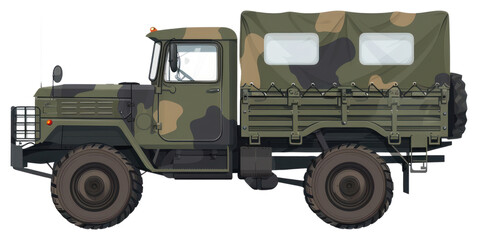 Obraz premium PNG Military truck camouflage rugged transport