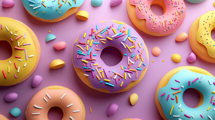 Celebrate National Dessert Day with colorful donuts and delightful treats on a vibrant backdrop