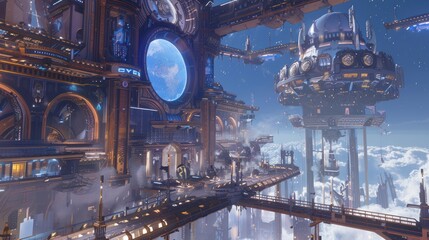 Futuristic Cityscape in the Clouds