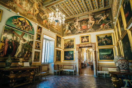 Rome, Italy. March 2 2024 - Interior of the Palace Spada Roma. The palace houses the Italian State Counsel.