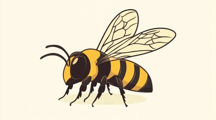 Cartoon bee illustrated in a line art style