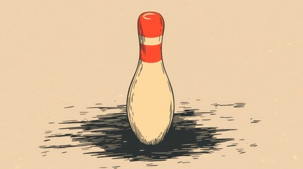 Line art illustration of a cartoon style bowling pin graphic