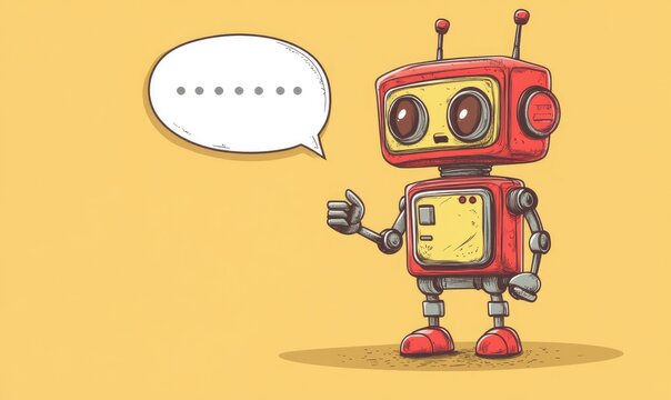 red robot with speech bubble clip art preview