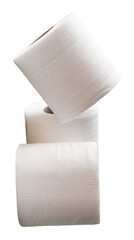 White tissue paper rolls in stack isolated on white background with clipping path