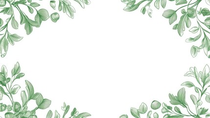 Line art illustration featuring a green border design on a white background Decorative square frame with a green frame element