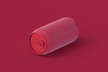 Soda can of magenta on red background. 3d render
