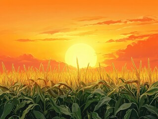 sunset over the field