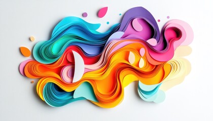 Vibrant paper design in a line art style set against a white background