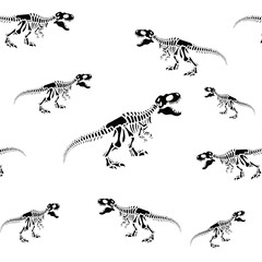 Seamless Pattern of Dinosaur skeleton with transparent background © CuteBeeworld 