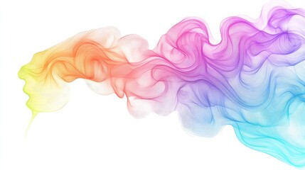 Line art illustration featuring a rainbow gradient depiction of a whimsical puff of smoke