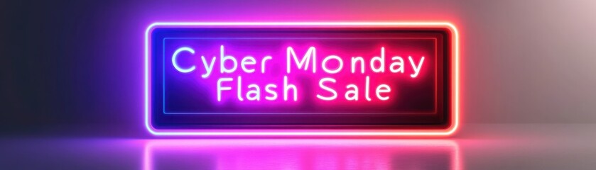 A vibrant neon sign displaying "Cyber Monday Flash Sale," promoting discounts and urgency for online shoppers during the holiday season.