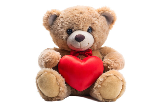 Naklejki Close-up of teddy bear holding red heart symbolizing love