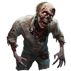 Scary zombie on transparent background PNG