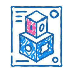 3d shapes doodle icon sketch vector. 3d shapes sign. isolated symbol illustration