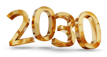 year 2030 golden symbol, 3d-illustration