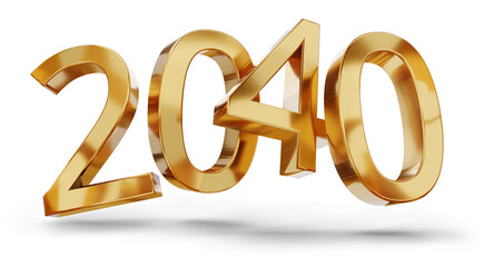 year 2040 golden symbol, 3d-illustration