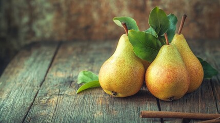 Pear on wood