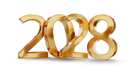 year 2028 golden symbol, 3d-illustration