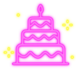 Cake Neon Icon