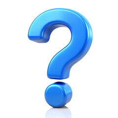 Naklejka premium Bright blue 3d question mark isolated on white or transparent background