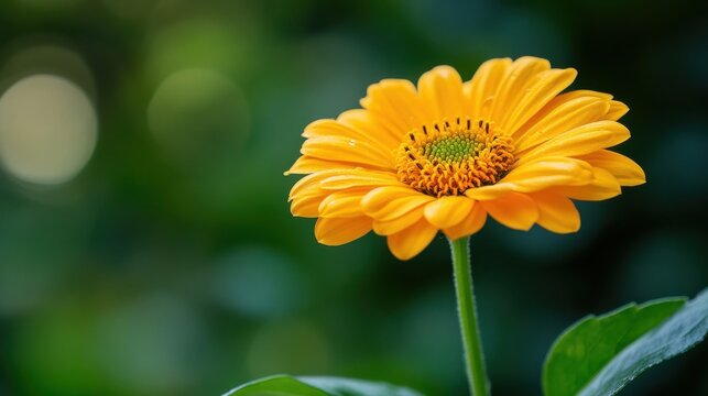 Vibrant Yellow Flower in Serene Garden Setting