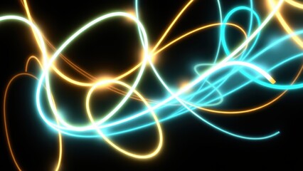 Abstract Neon Light Shapes on Black Background