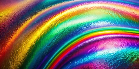 Iridescent metallic rainbow background.