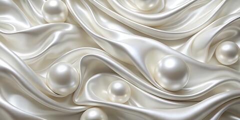 Pearl white background material with pearls.