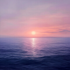 Fototapeta premium realistic sunset over the ocean with a soft lave