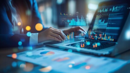 Tech-Driven Financial Advisory. Business Team Collaborating with Digital Tools and Reports