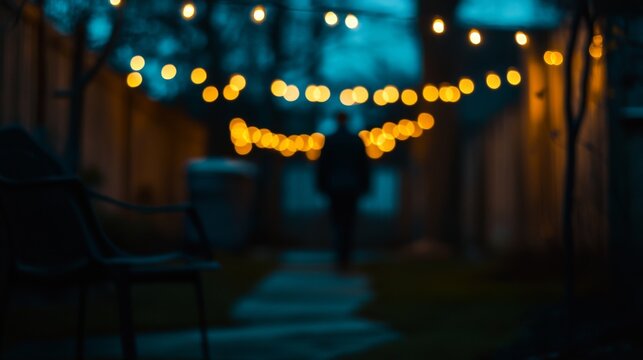 A Walk Through the Blue and Yellow Lights, bokeh, abstract, nightlife , night lights, blur - Powered by Adobe