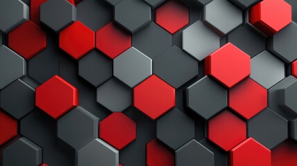 grey and red hexagons modern background illustration Generative Ai