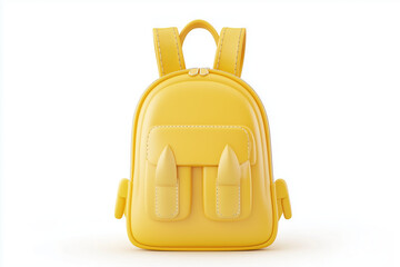 Fototapeta premium A bright yellow backpack with a zipper and two pockets.