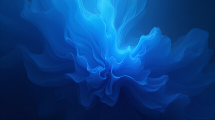 Abstract blue floral shape with soft and fluid layers