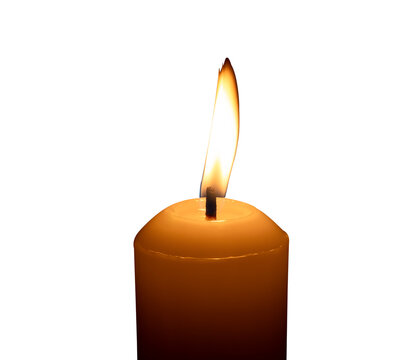 recommend clip art: A single burning candle flame or light glowing on a big white candle isolated with clipping path in png file format