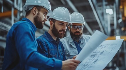 Engineers and Architects Collaborating on Blueprints