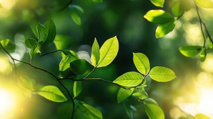 Obraz premium Sunshine filtering through lush green leaves