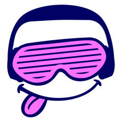 Cool Happy Music Face Crazy Best Party Monster DJ Funny Listening Headphone Sunglasses Listen Loud Bass Sound Night Clubber Raver Disco Club Band Concert Techno Discothek Love Humor Fun Illustration