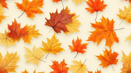 Obraz premium Natural background of seamless fabric featuring autumn leaves